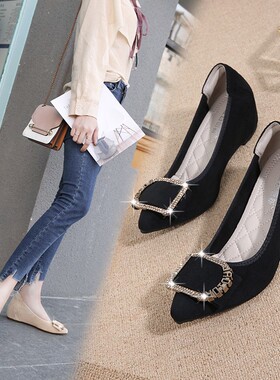 春秋小码31e 32 33百搭久站不累脚黑色工作鞋防滑牛筋底坡跟单鞋