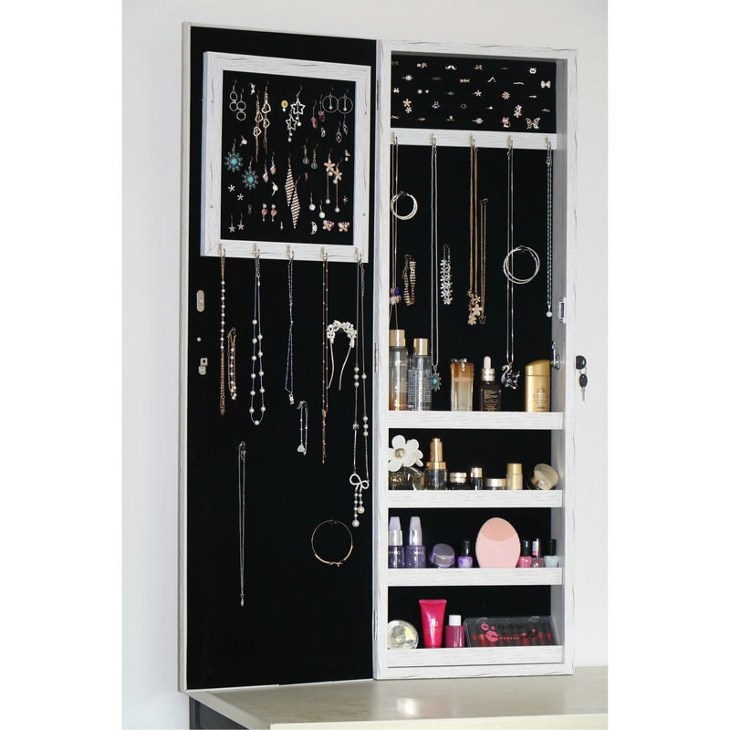 现代简约卧室穿衣镜挂墙首饰柜实木试衣镜首饰收纳落地全身镜