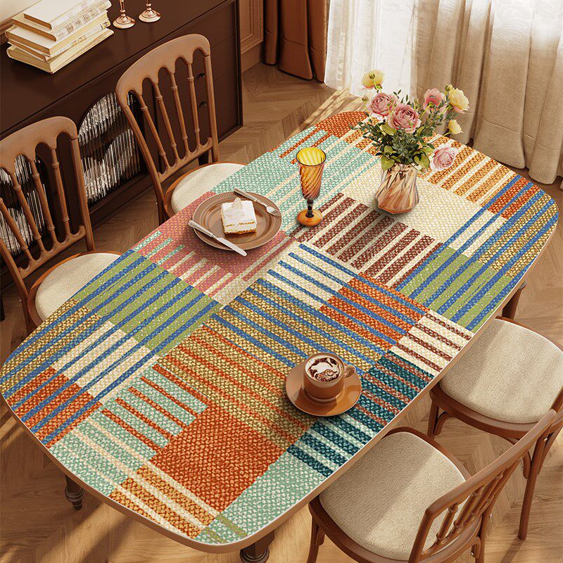 美式马肚形餐桌垫防水防油防烫免洗桌布弧形N台桌面保护垫茶几桌