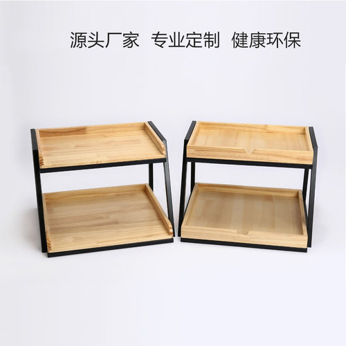 两层面包b架松木铁架陈列架面包蛋糕超市生鲜水果食品展示架