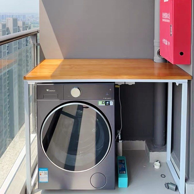 阳台洗衣机柜上方台面板s切角定制实木置物架桌板切角设计储物柜