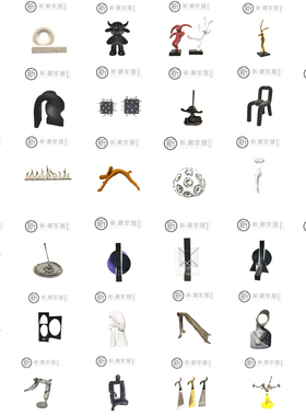 现代简约抽象楼空人物雕r塑摆件样板间售楼处客厅工艺软装饰品摆