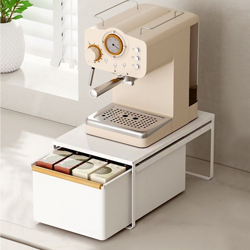 咖啡机置物架摆放台桌面小型增y高架杯子抽拉式防尘咖啡器具收纳