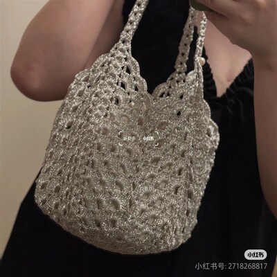 银角金角成品手工编织包钩针镂空手提单肩斜挎水桶包成品包