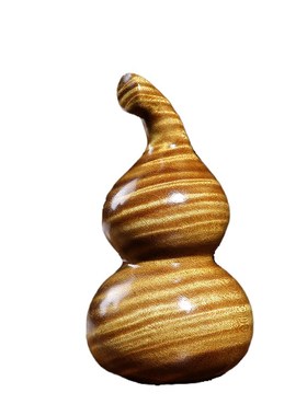 天然老料金丝楠木葫芦满水波纹金丝楠实木福禄葫芦手把件摆件挂件