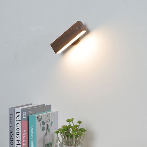 免布线免接线调节亮度充电磁吸LEDD触摸中式实木卧室床头灯墙壁灯