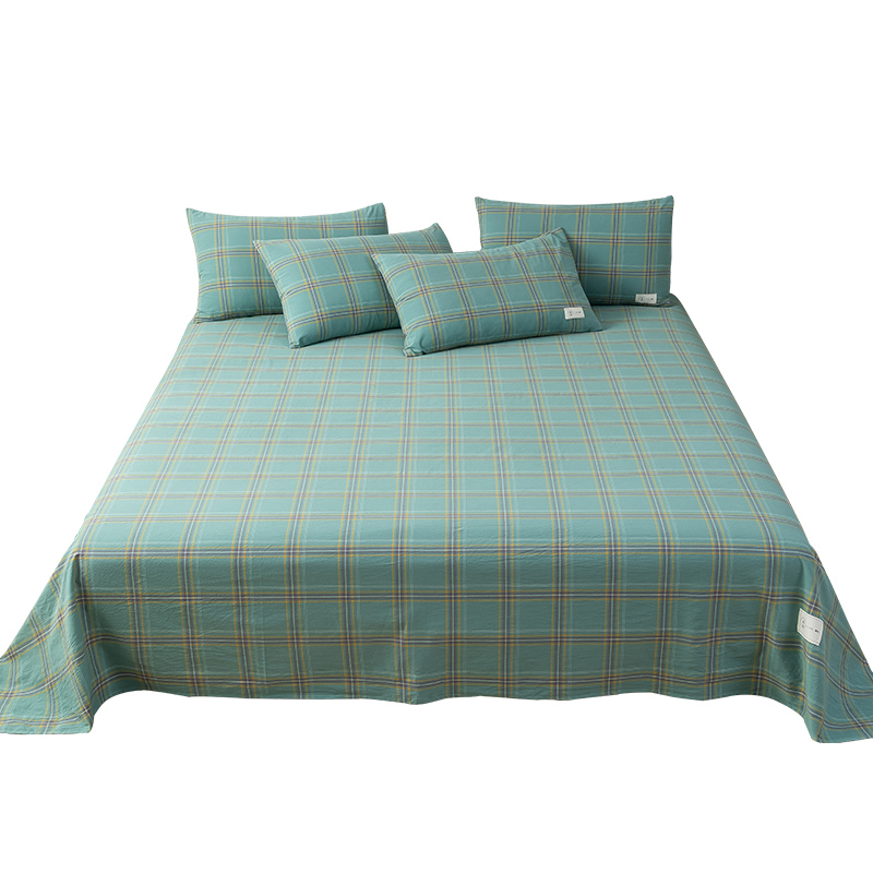 水洗棉单人床单单件100全棉夏款a类亚麻宿舍被单枕套三件套双