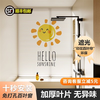 卫生间专用百叶帘窗帘2024新款免打孔卷帘浴室厕所防水防窥遮挡帘