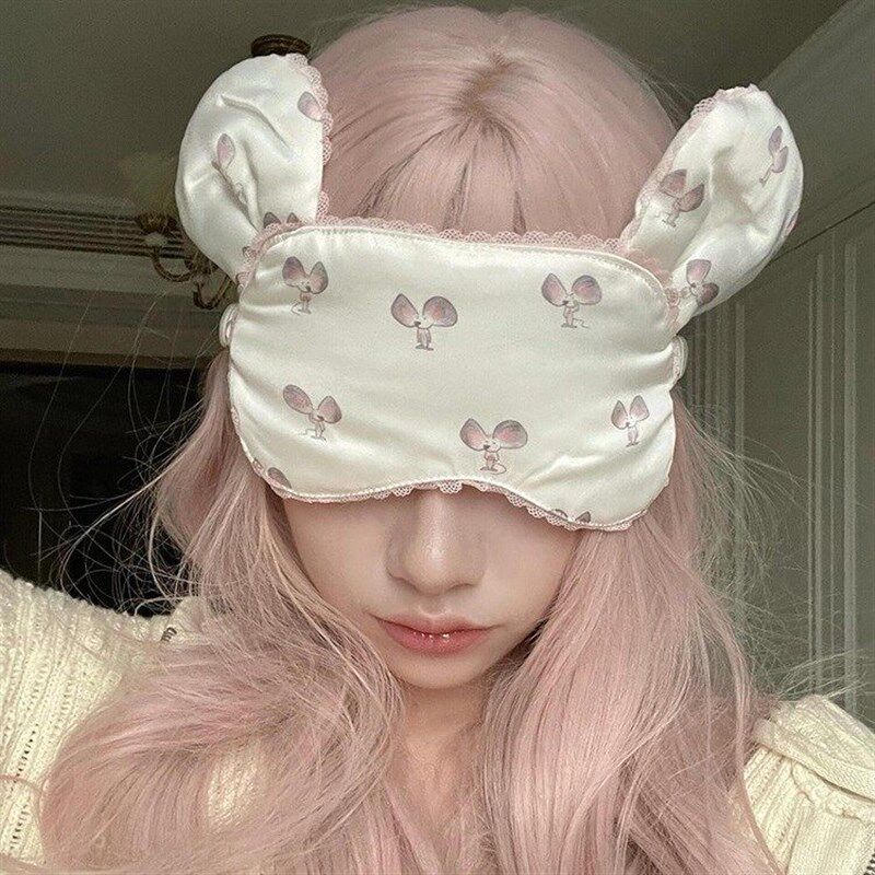 ins蕾丝花边睡j眠遮光眼罩女生纯欲风甜美女可爱遮阳拍照午休眼罩