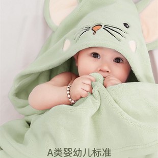 儿童洗澡连帽斗篷纯棉超强吸 婴儿浴巾新生宝宝超m柔软加厚秋冬款