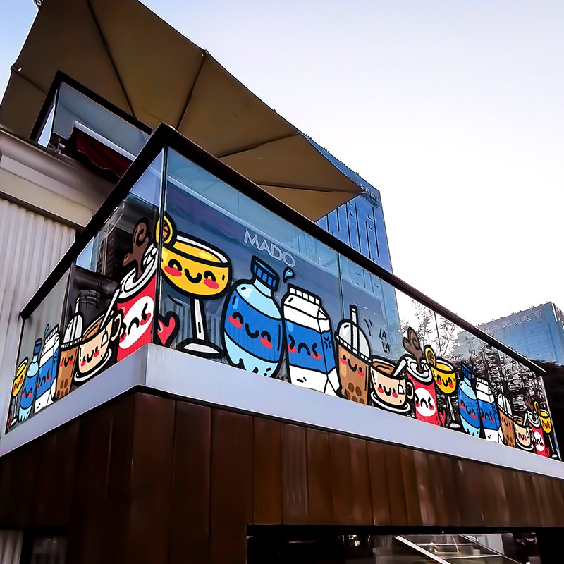 卡通涂鸦美食底纹橱窗玻璃门贴纸餐厅吧台推拉门装饰贴画广告宣传