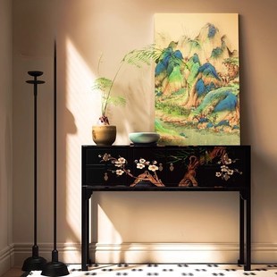 木质漆画千里江山图装饰画玄关客厅卧室挂画中式沙发后背景墙壁画