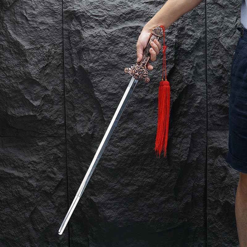 加重型太极伸缩剑不锈钢收缩剑健身可折叠表演道具剑男女晨练剑