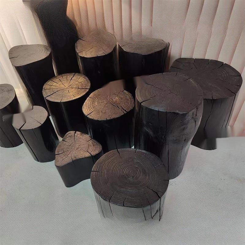 茶台木墩诧寂风老式木墩根雕黑色民宿床头柜服装店换鞋花架摆件