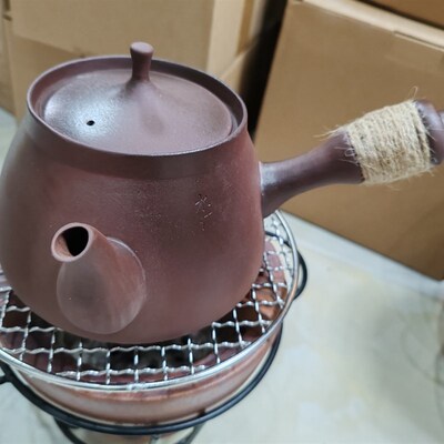 古陶坊老岩泥煮茶养生烧水陶壶侧把大容量白普洱黑花茶壶办公室茶