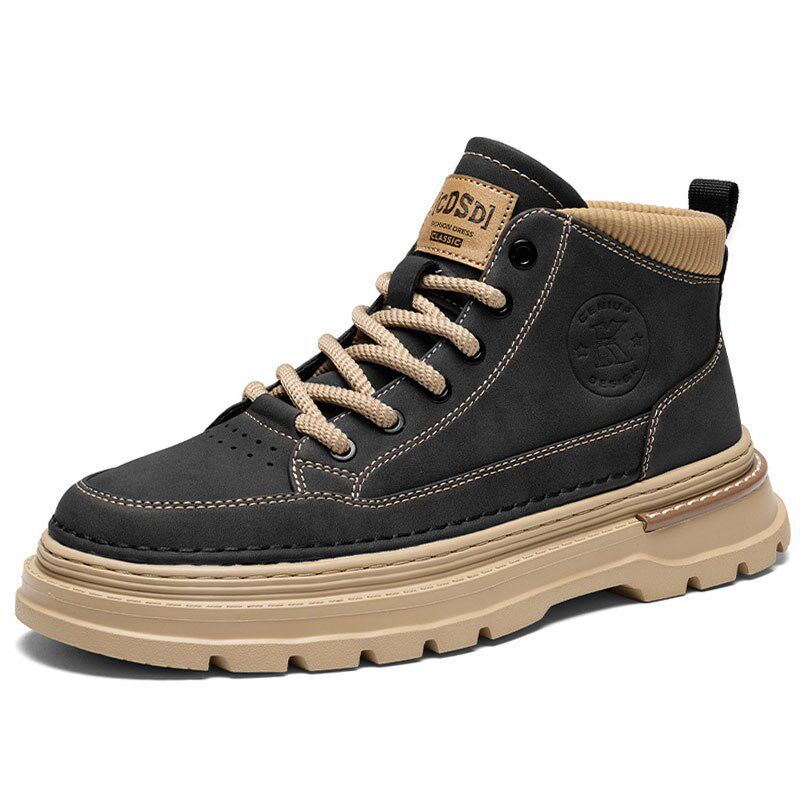 马丁靴男款袜口2024新款秋冬高帮英伦风中帮工装鞋男休闲男士短靴