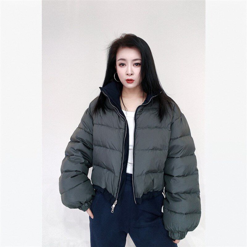 小众设计款d时尚东西短款两穿羽绒服女士宽松套装设计感鹅绒面包