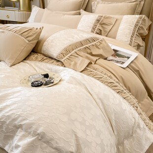 法式A类高端180支纯棉四件套100全F棉亲肤裸睡床单被套1.8床上用