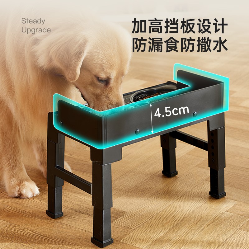 狗盆狗碗大型犬不锈钢碗防打翻不撒粮宠物食盆高架护颈狗饭碗