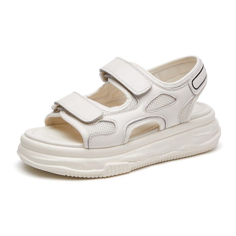 6606夏平底米色特大码女鞋35-40-43码 爆款加宽加肥凉鞋胖脚