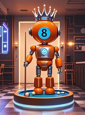 台球厅黑八卡通公仔雕塑玻璃钢俱乐部桌球店门口潮玩装饰打卡摆件