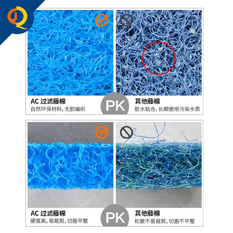 AC水族滤材粗细过滤棉鱼缸水族箱净化高透水生化腾棉白棉蜂孔滤垫