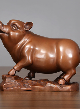 紫铜猪摆件纯铜生肖猪家居办公室装饰品摆设公司开业乔迁生日礼品