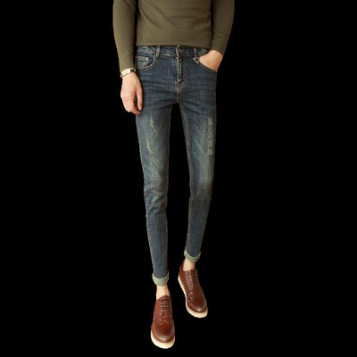 矮个子155小码XS号26-27牛仔裤男裤子紧身小脚裤修身弹力铅笔长裤