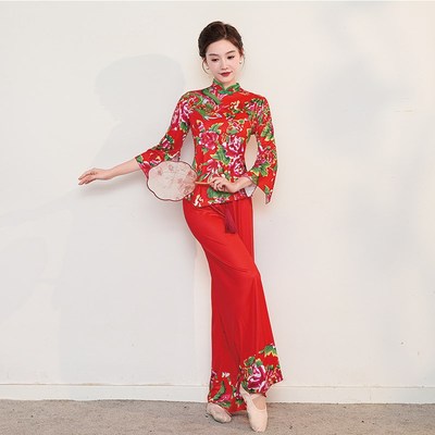 秧歌新款成人广场民族舞蹈套装腰大花鼓服装舞蹈服装中老年演出服