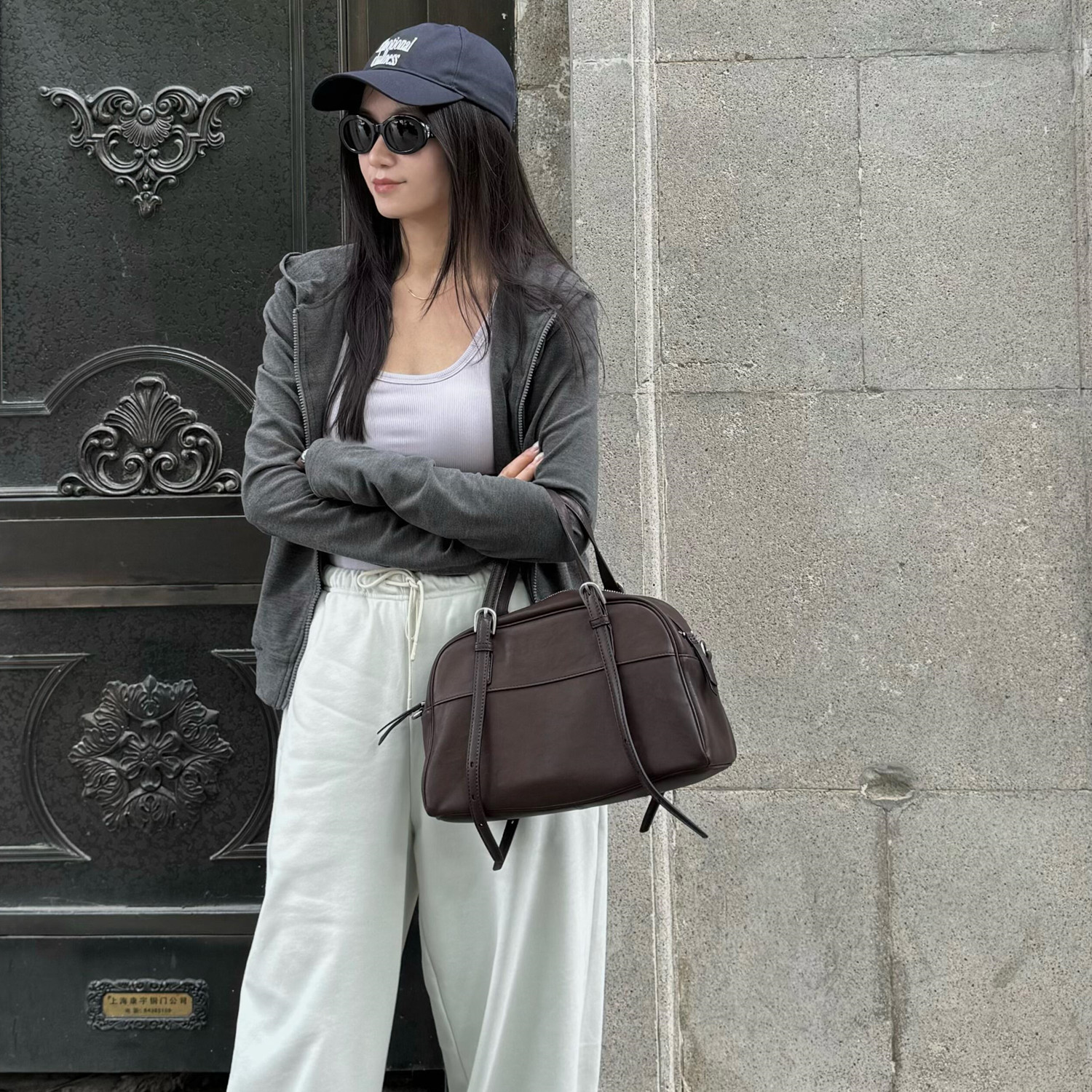 明星同款植鞣小羊皮悠悠保龄球包