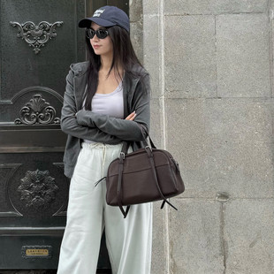 悠悠保龄球包波士顿女包复古休闲大容量植鞣小羊皮手提单肩斜挎包