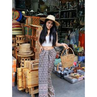 云南泼水节傣族裙Sarong缅甸隆基裙筒裙泰国纱笼裙长裙