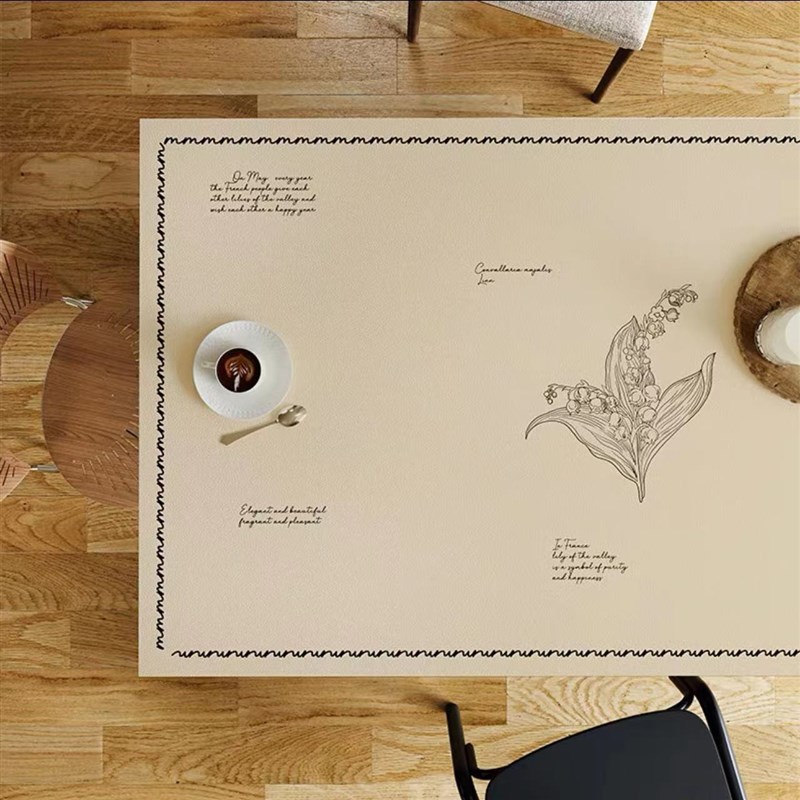 轻奢高级感餐桌防水防油免洗PVC皮革桌布奶油风茶几桌垫现代简约