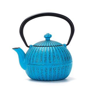 红灯笼铸铁壶 南部泡茶壶 蓝色家用煮茶泡茶手工茶壶 茶具日式