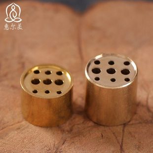 黄铜香炉香插九孔家用线香插黄铜香座迷你多孔香插托三柱供佛香座