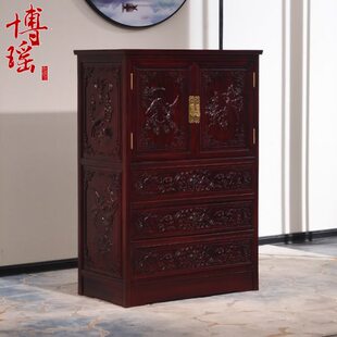 香樟木箱柜实木五斗柜复古储物柜中式两门橱结婚玄关抽屉斗柜子