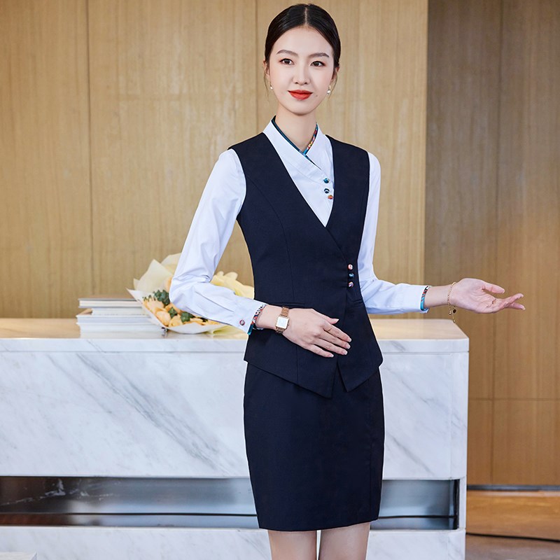 空姐制服女职业西装马甲套装气质工装酒店接待服务员工作服春秋季