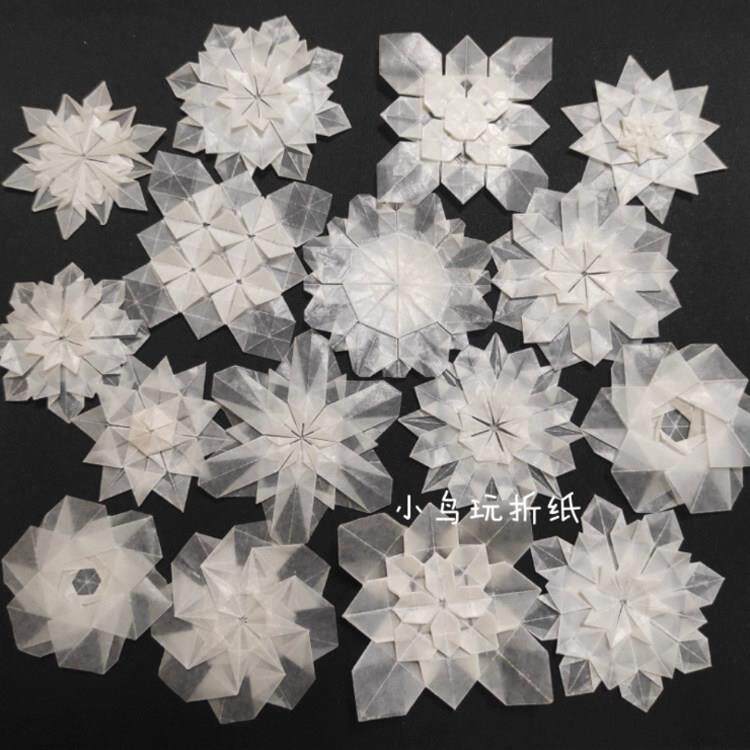 小鸟玩折纸手感棒 食品级白蜡纸 超薄半透明折纸 雪花 大号