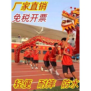 舞龙道具耍龙灯整套九节烫金灯光龙成人儿童舞龙舞狮布龙龙头服装