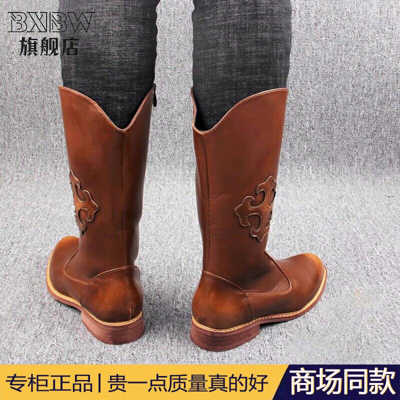 高端潮牌马靴男高筒靴子