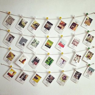 创意麻绳网格照片墙高级感装饰夹子悬挂拍立得背景板相片夹绳ins