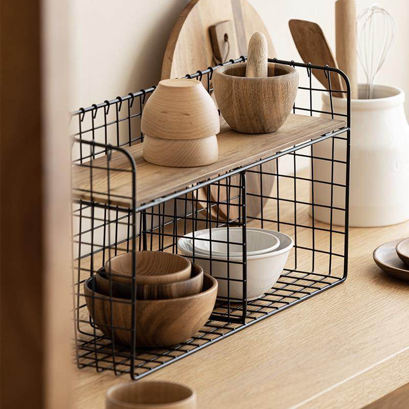 铁艺双层墙上置物架落地多层厨房调料收纳层架书桌面置物架子免打,收纳整理,整理架/置物架/收纳架,淘宝优惠券,粉丝福利购,淘宝优惠卷