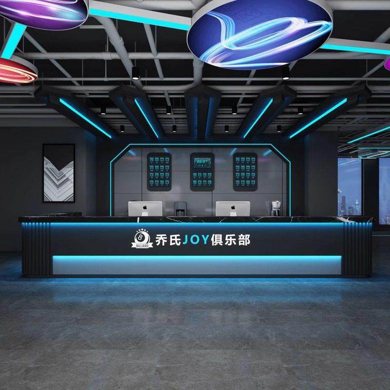 工业风台球厅吧台酒吧收银台健身房电竞网吧前台接待台大理石