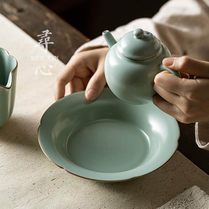 复古天青汝窑干泡台茶承壶托陶瓷壶承紫砂养壶垫开片可养茶具配件,餐饮具,茶道/零配,淘宝优惠券,粉丝福利购,淘宝优惠卷