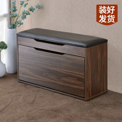 翻斗换鞋凳家用门口穿鞋凳可坐鞋柜坐凳一体入户门玄关凳黑胡桃色