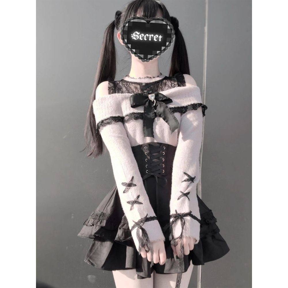 童话信笺 日系套装温柔蕾丝甜美蝴蝶结上衣2025半裙两件少女套装