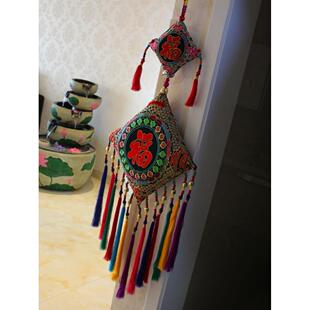 节日喜庆绣花挂件 餐馆酒吧创意装饰品 家居客厅玄关电视背景墙壁