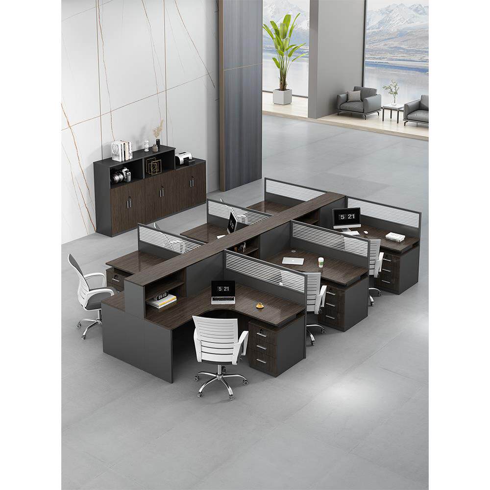 职员桌办公桌椅组合4/6人位员工桌屏风卡座办公室简约现代财务桌