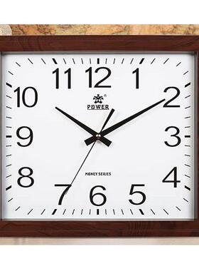 POWER霸王钟表中式客厅挂钟 方形挂表欧式客厅田园时钟创意静音钟
