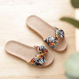 亚麻编织夏季室内居家用防滑耐磨木地板韩版棉麻外穿草编凉拖鞋